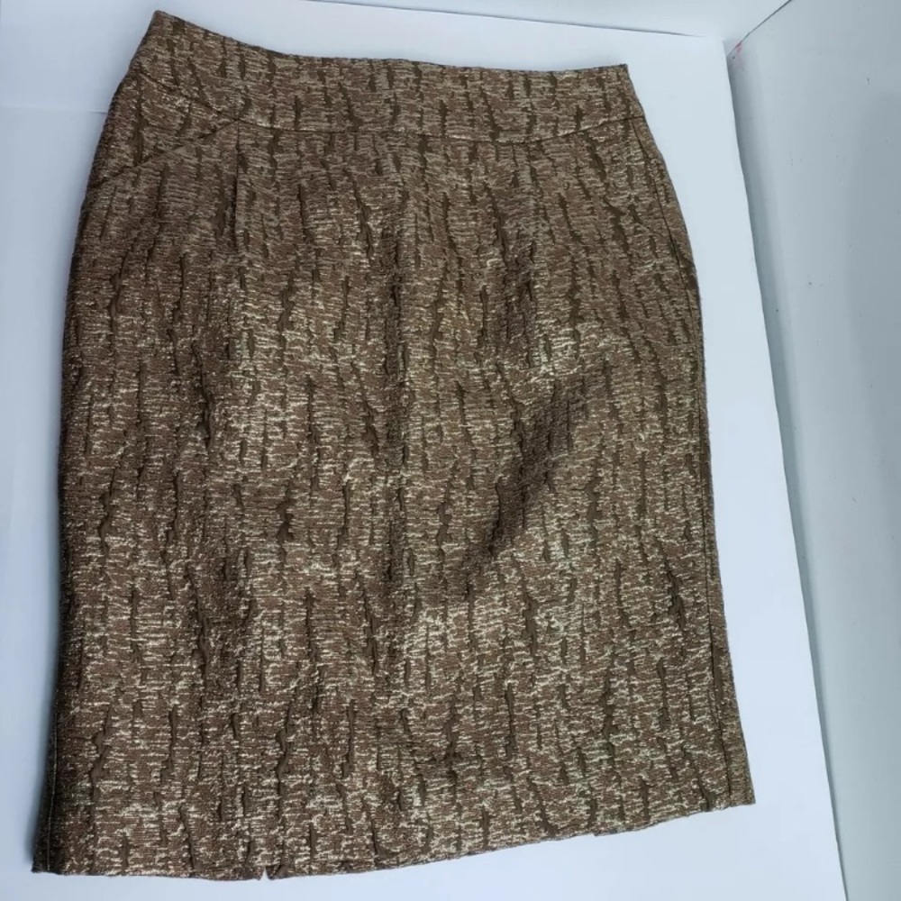 J.Crew Gold Pencil Skirt Size 2 Gold Threading